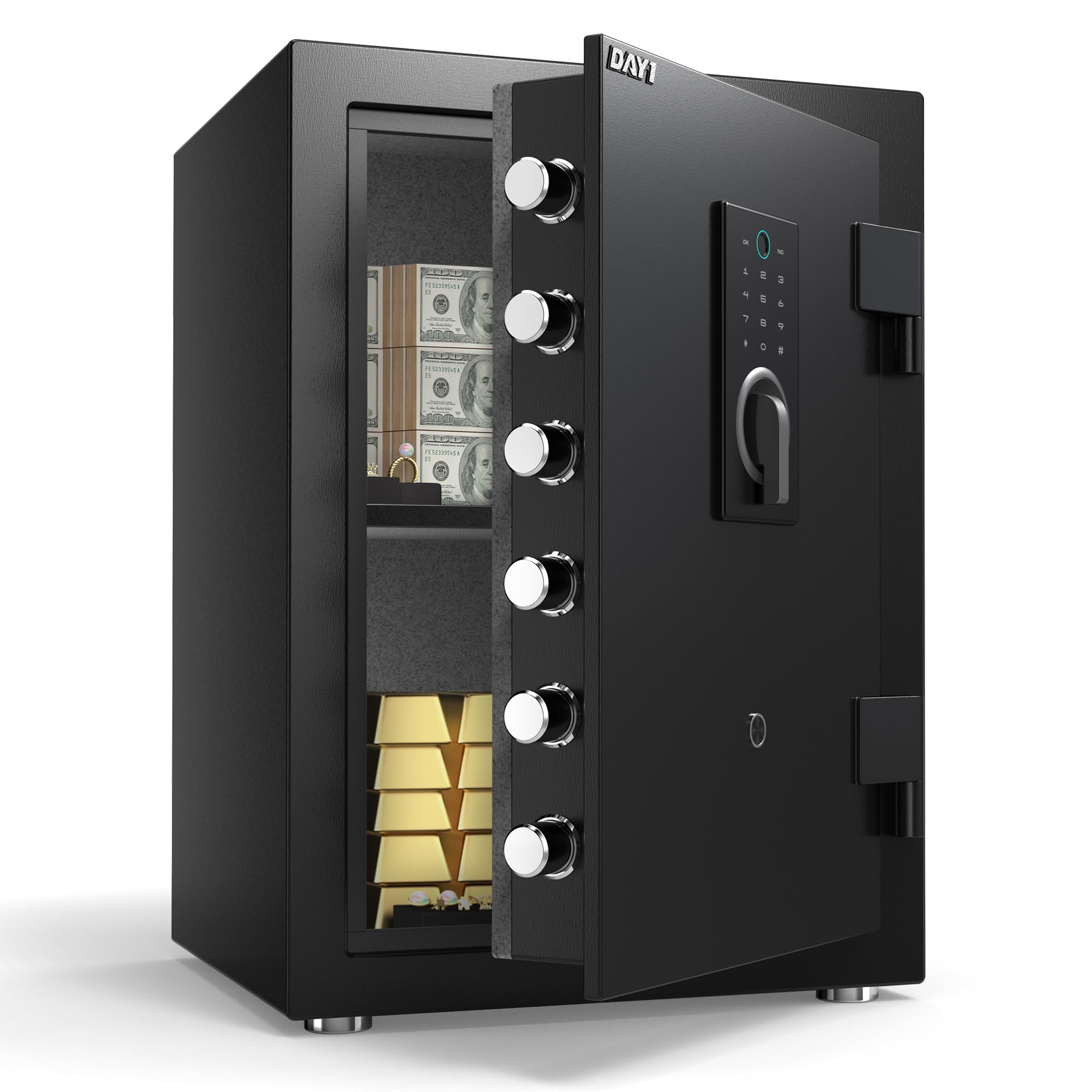 Photo 1 of DAYI Fireproof Safe, 3.0 Cubic Feet Biometric Fingerprint Fire Proof Safes Box for Home Documents Money, Digital Touchpad Security Safe Dual Alarm System - DY-60FP