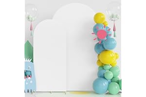 Fomcet Set of 2 Wedding Arch Cover 6FT, 7.2FT White 2-Sided Round Top Spandex Arch Backdrop Cover Fitted Fabric for Birthday Party Baby Shower Wedding Arch Stand Decoration