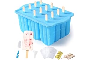POLCANUR Popsicle Molds Silicone BPA-Free,12 Pieces Popsicle Trays for Freezer,Homemade Ice Cream Popsicle Molds,Large Ice Po