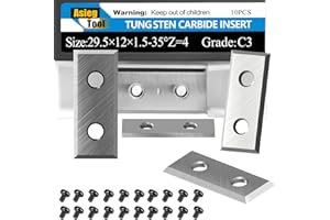 Asieg Tool Square 29.5x12x1.5mm 1.16 inch Carbide Inserts Cutter Blades Replacement Knives 4 Edges for Woodworking Surfacing Groove Helical Planer Cutter Heads Paint Scraper Hand Tools10pcs