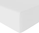 Amazon Basics Soft Microfibre Single Fitted Sheet 90x190cm Deep Pocket White view 2