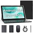 YQSAVIOR Android 14, Tablet 10 inch, 2 in 1 Tablet with Keyboard, 8GB+64GB+1TB, Quad Core, 1280 * 800 HD Screen, Dual Camera, Wi-Fi, BT Computer Tablets with Case Mouse Stylus, Black
