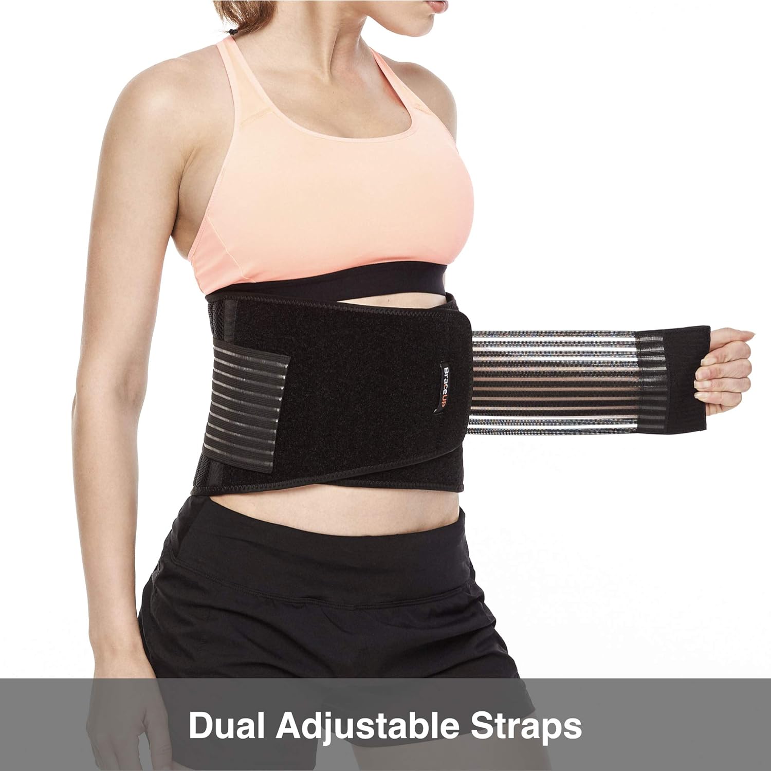 BraceUP Stabilizing Lumbar Lower Back Brace Support Belt Dual Adjustable Straps Breathable Mesh Panels (XXL): Health & Personal Care