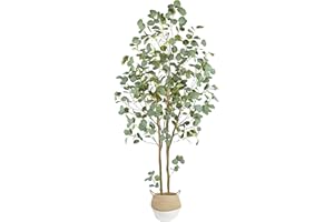 Warmplants Artificial Eucalyptus Tree, 6ft Tall Faux Eucalyptus Plant with Basket for Home Office, 72'' Fake Tree for Indoor 