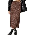 Avanova Women Ditsy Floral Bohemian Mesh Midi Skirt Elastic High Waisted Flowy Summer Long Skirt
