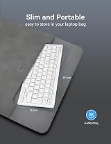 TECKNET 2.4G Wireless Keyboard Small Ultra Slim 14 Hotkeys White view 8