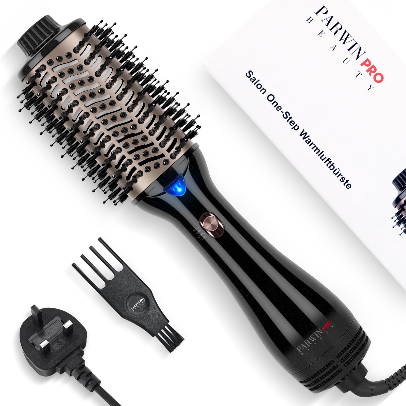 One-Step Hair Dryer Brush, 4-in-1 Hot Air Styler with Ionic & Ceramic Technology, Professional Blow Dry Brush for Drying, Volumizing & Straightening (Mid to Long Hair), Black