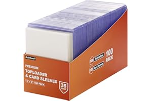 200 Card Sleeves Top Loaders for Cards, Arjiekwei 3"X4" Baseball Cards Protectors Hard Plastic, Premium Toploaders Holder for Trading Sports Football Game Card(100 Top Loaders + 100 Penny Sleeves)