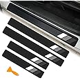 MOCHENT 4Pcs Tricolor Door Sill Protectors for Toyota Tacoma TRD 4Runner Tundra Rav4 Highlander Sequoia Accessories, Carbon Fiber Retro Stripe Front/Rear Door Edge Guard Stickers (White/Gray/Black)