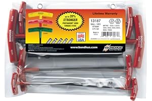 Bondhus 13187 8 Piece Hex and Ball End Tip Graduated Length T-Handle Set with ProGuard Finish, 2mm-10mm