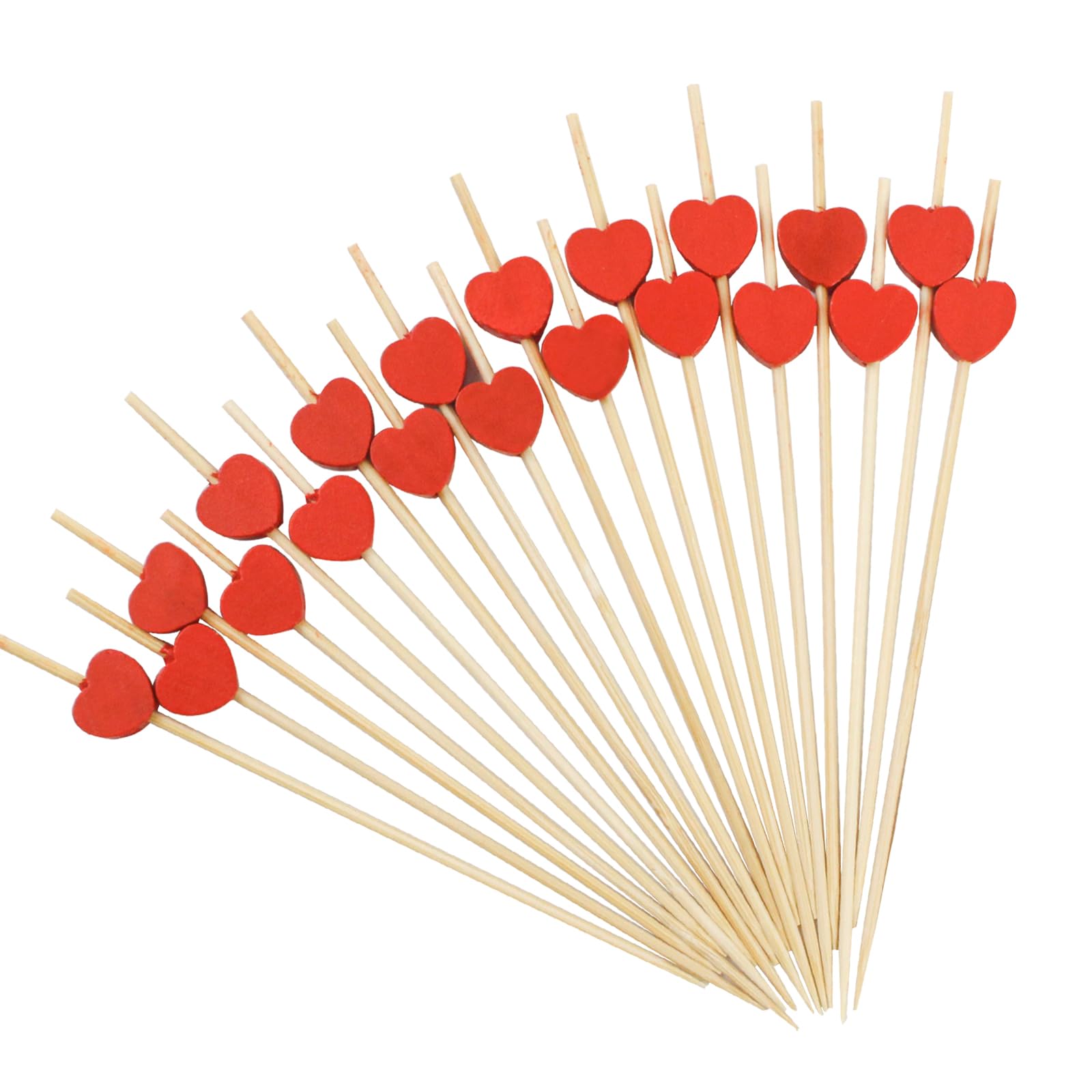 Photo 1 of 100 Counts Red Heart Cocktail Picks?4.7 Inch Handmade Bamboo Cocktail Toothpicks for Valentine's,Birthday,Wedding,Valentines Day Decoration Party Supplies