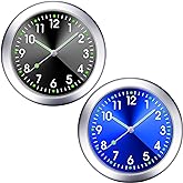 Frienda 2 Pcs Stick on Dashboard Car Clock Mini Luminous, Black, Blue | Battery Operated, For Dashboard Boat Bike Home, Adhesive Mount, Luminous Numbers Glow in Dark, Compact Fits Dash Vent