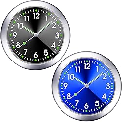 2 Pieces Stick on Dashboard Car Clock Mini Tiny