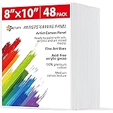 Simetufy 48 Pack 8 x 10 inch Canvas Boards for Painting Canvas Panels - Gesso Primed Acid-Free 100% Cotton for Acrylics Oil Watercolor Tempera Paints