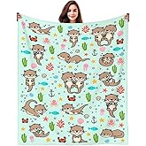 Sea Otters Blanket Gifts for Otter Lovers Stuff Otters Blankets and Throws Plush Soft Flannel Merch Cute Funny Otter Gifts for Women Girls Boys Kids Teens Adults Room Decor 50"X40"