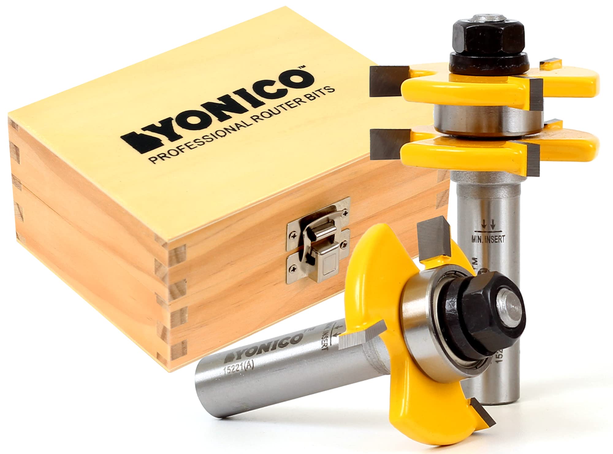 Yonico 15221 3/4-Inch 2 Bit Tongue and Groove Router Bit Set 1/2-Inch Shank