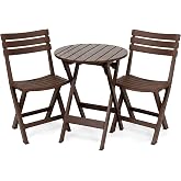 ARIA HOME 3-Piece Outdoor Bistro Set with Folding Table and Chairs, Brown
