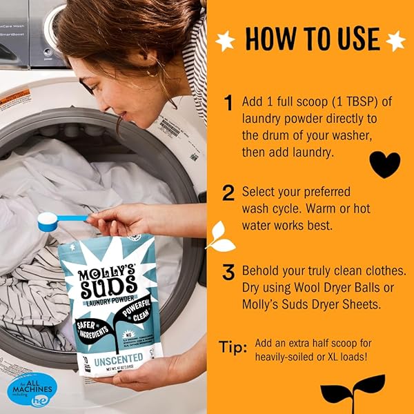 MOLLY’S SUDS ORIGINAL LAUNDRY DETERGENT POWDER | CLEAN LAUNDRY DETERGENT POWDER FOR SENSITIVE SKIN | SIMPLE, EFFECTIVE INGREDIENTS, STAIN FIGHTING | 120 LOADS (CITRUS GROVE)