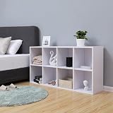 VASAGLE 8-Cube Bookcase 30x65.5x129.5 cm White LBC24WT Storage Display Unit view 8