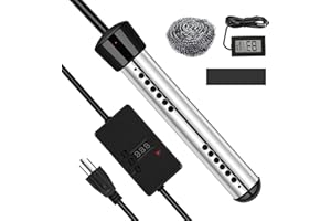 SLIIMU 1500w 120V Electric Immersion Water Heater with Timer, Portable Hot Bath Tub Water Warmer, Submersible Inflatable Pool Water Heating Element, Heat 5 Gallon Water in Minutes for Bucket, Bathtub -Black
