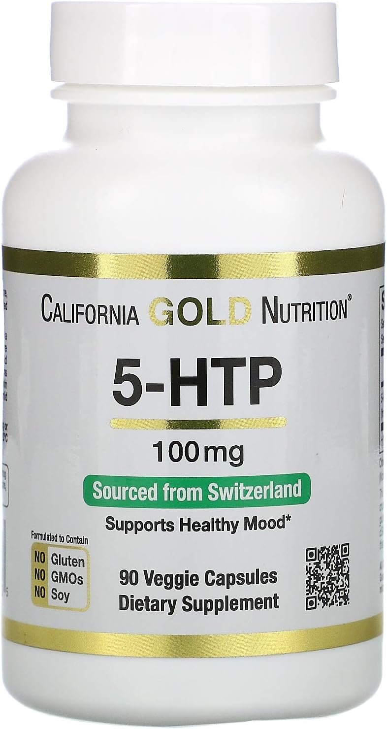 California Gold Nutrition 5-HTP, Mood Support, Griffonia Simplicifolia Extract from Switzerland, 100 mg, 90 Veggie Capsules