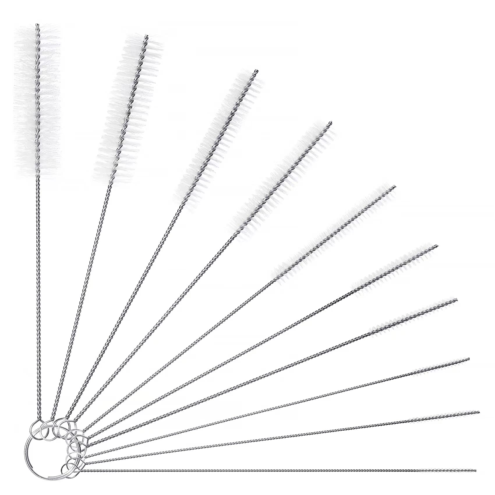 LEBEXY Cleaning Brushes Bottle Brush Milk Hose Brush Nylon Hose Brush Set Bottle Cleaner for Test Tubes Cleaning Teapot Nozzle Drinking Straws Pack of 10 White