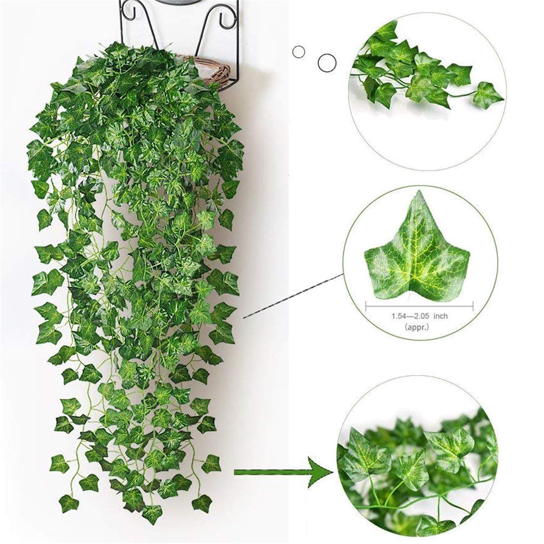 84 FT Artificial Ivy 12 Pack Ivy Vine Garland Ivy Leaves Greenery Garlands Hanging with 100 LED String Light Fake Leaf Plants Faux Green Flowers Decor for Home Kitchen Garden Office Wedding Wall