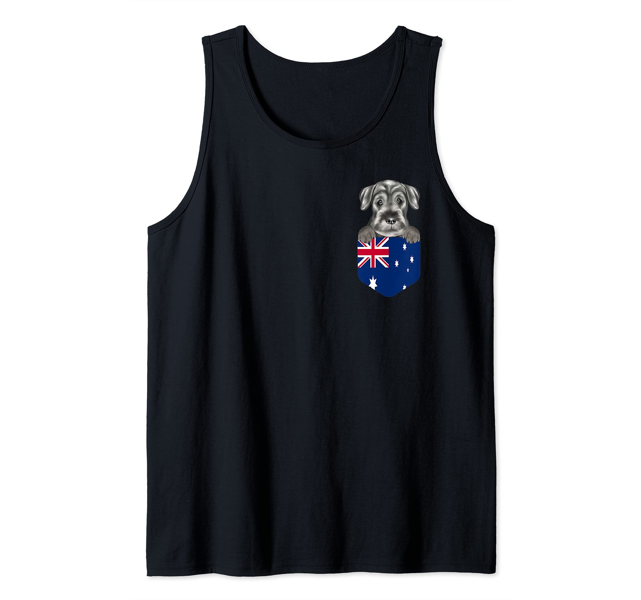 Australia Flag Standard Schnauzer Dog In Pocket Tank Top