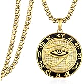 Hantuorui Egyptian Eye of Horus Necklace 925 Sterling Silver Gold Eye of Horus Pendant Necklace Men's Egyptian Jewelry Amulet Gifts for Men Women