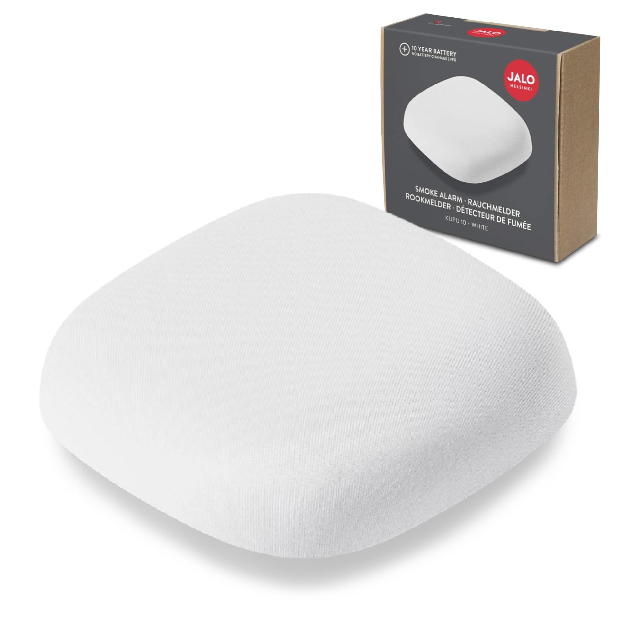 Jalo Optical Smoke Alarm Kupu 10 for Home - with 10 Year Lithium Battery - Scandinavian Design - White