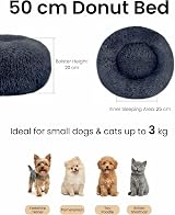 OKPOW Donut Dog Bed 50cm Calming Round Puppy Cat Pet Bed Non Slip Bottom view 2