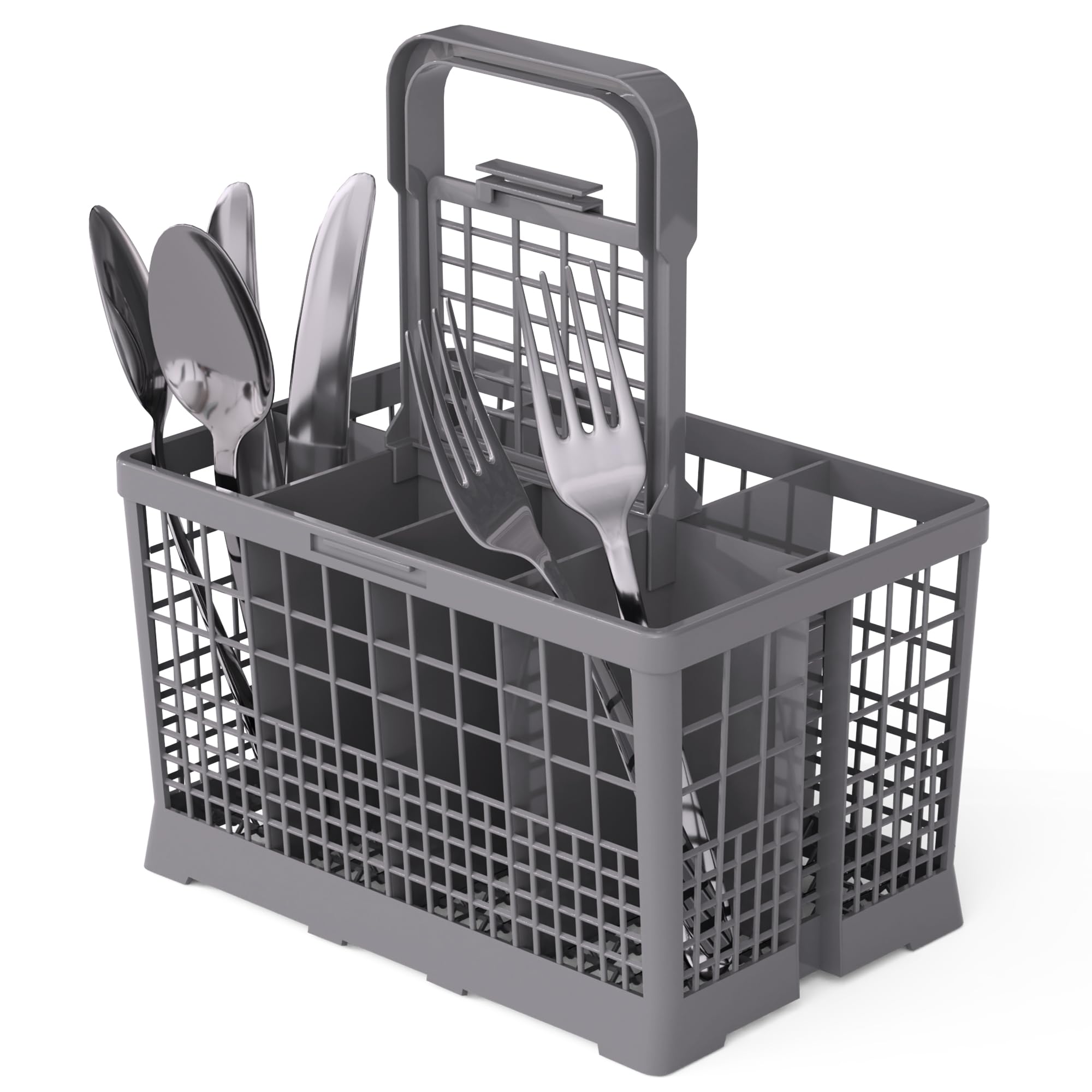 NATIKON Universal Dishwasher Utensils Silverware Cutlery Basket Compatible with Maytag, Samsung, Kenmore,GE, Bosch, Whirlpool, KitchenAid and Many More (Gray)