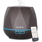 550ml Essential Oil Diffuser, DAROMA Upgraded Remote Control 6 in 1 Aromatherapy Ultrasonic Cool Mist Humidifier, 7 Color Changing Mood Lights & Waterless Auto-Off for Home Office Gift, Dark Wood