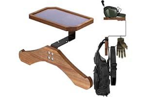 BoldByPIN Tactical Vest Hanger- Solid Wood Tactical Gear Rack with Top Wooden Holder Tray for Walkie-Talkie,Earmuffs - Multifunction Tactical Gear Wall Mount for Motorcycle Football Skating Gear