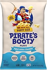 PIRATE'S BOOTY Aged White Cheddar Cheese Puffs Party Size Bag, 10 oz | Aged White Cheddar Cheese Puffs, Peanut and Tree Nut F