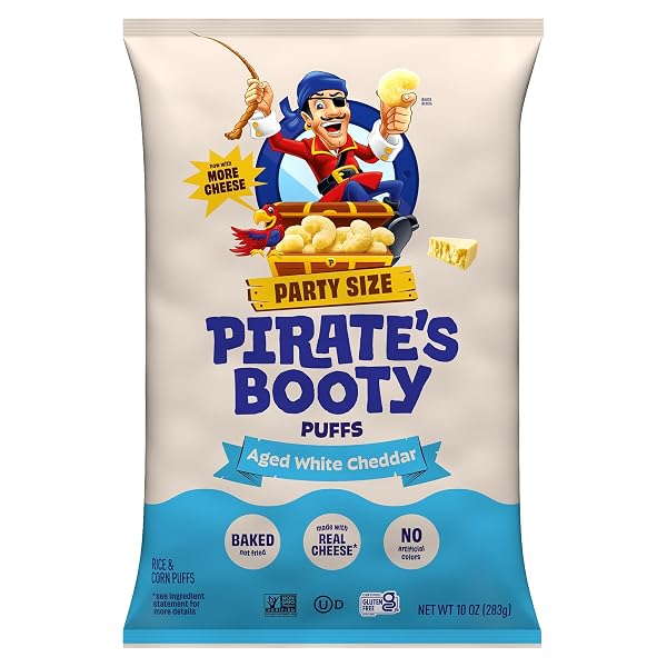 PIRATE’S BOOTY AGED WHITE CHEDDAR CHEESE PUFFS, GLUTEN-FREE,...