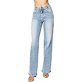Judy Blue Women's High Waist Front Yoke Retro Wide Leg Jeans