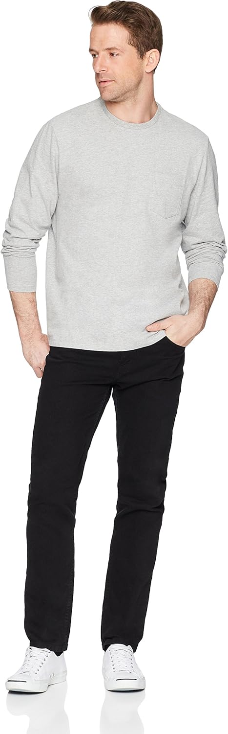  Essentials Men's Regular-Fit Long-Sleeve Pocket T-Shirt: Clothing