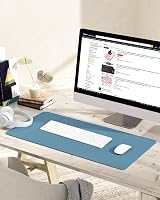 YSAGi Non-Slip Desk Pad 80x40 cm Azure Waterproof PVC Leather Desk Protector view 2
