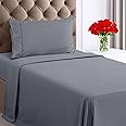 Utopia Bedding Twin Sheets Set - Brushed Microfiber - Soft Bed Sheets for Twin Size Bed Set - Includes 1 Fitted, 1 Flat, & 1 Pillow Case - Deep Pocket (Grey)