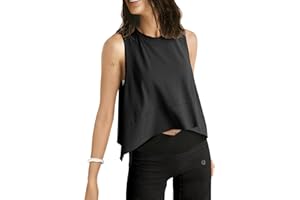 UEU Cropped Tank Tops for Women, Yoga Workout Athletic Shirts, Summer Flowy Split Side Slit Oversized Sleeveless Tee