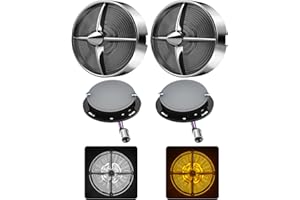 FATECIM 3 1/4" 1157 LED Front Turn Signals Blinkers Indicators Amber White Light with Turbine Smoke Lens for Harley Touring Road Glide Road King Electra Glide Heritage Fatboy Softail Springer