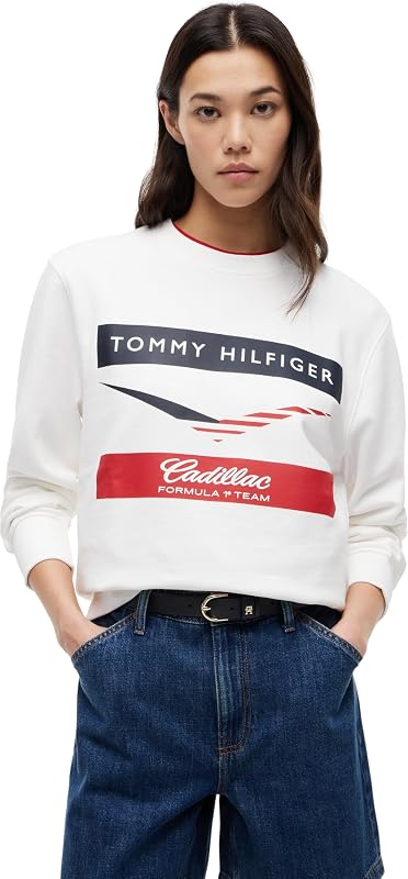 Unisexe Sweatshirt TH X Cadillac F1 Chevron Crewneck Coton, Blanc (White), L — photo 6 sur 7