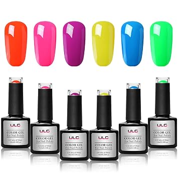 Amazon Com Gel Nail Polish Set Ulg 6 Bright Colors Soak Off Uv Led