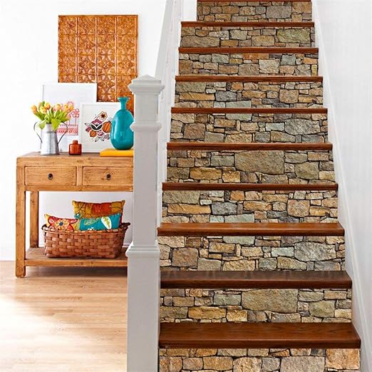 3d Brick Stair Stickers Decals Stone Staircase Decals Removable Tile Stair Risers Decals Decor Peel And Stick Wallpaper Decals For Stair Brick Stone Amazon Ca Home Kitchen