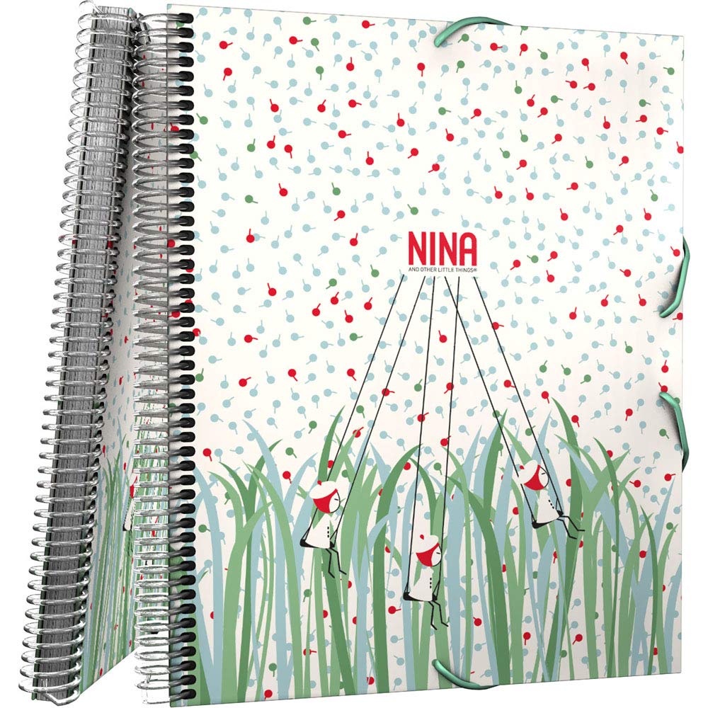 Grafoplás 39822416 A4 Spiral Binder with Covers, 30 Transparent Covers, Nature, by Nina and Other Little Things