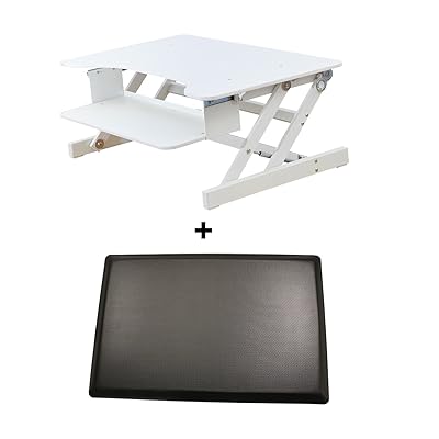 Rocelco Deluxe Height Adjustable Standing Desk Converter With Dual Monitor Mount And Anti Fatigue Mat Bundle Keyboard Tray Gray - View #8