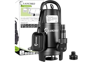 LANCHEZ Sump Pump Submersible,1HP Automatic Sump Pump with Float Switch, 4462GPH Submersible Water Utility Pump with Copper Wire Motor for Pool Draining Pond Basement with 25FT Cord