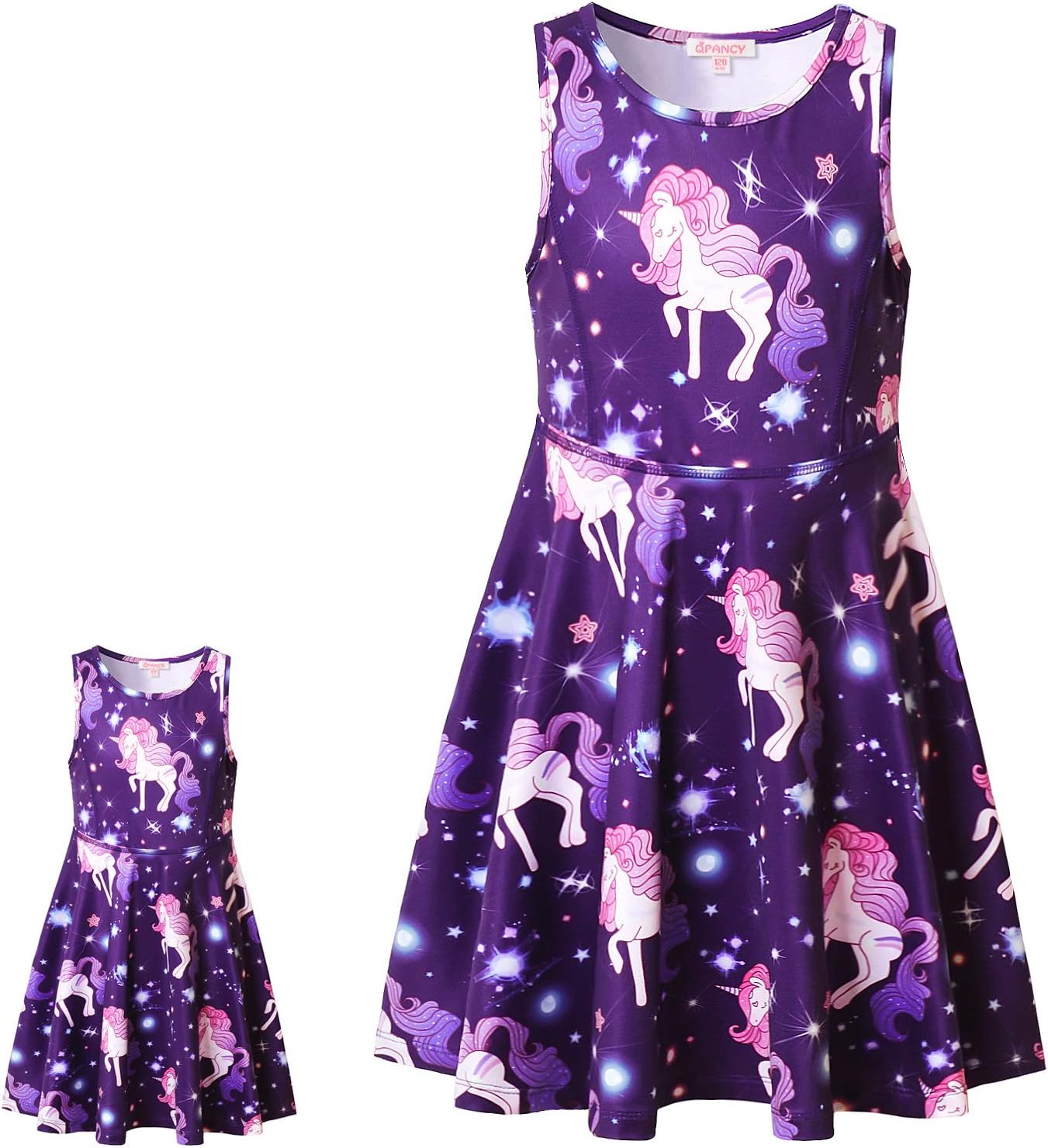 Matching Girls & Doll Dresses Sleeveless Unicorn Outfits Clothes Fits 18" Dolls