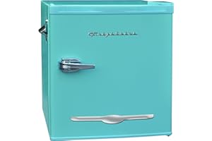 Frigidaire EFR176 Retro Compact Fridge with Chiller Mini Refrigerator with Built-in Bottle Opener for Office, Bedroom, Dorm Room or Cabin, 1.6 cu ft 16"D x 18"W x 18.5"H, Blue